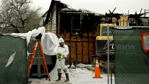 Construction Workers Preparing Asbestos Removal Stock Footage 234084386