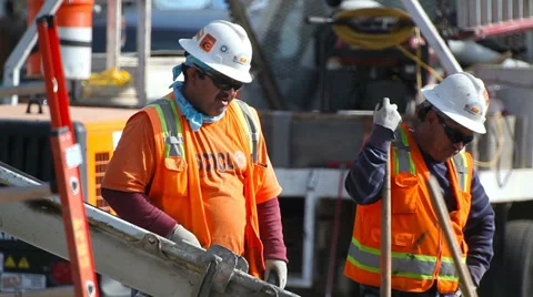 Construction workers relax at lunch  time Stock-Footage 34563416