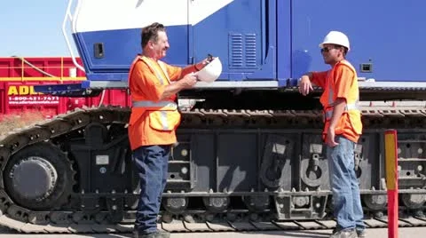 Construction workers relaxing and talking Stock Footage 11810020