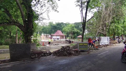Construction Workers Renovating River Side Stock Footage 219620022