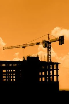 Construction workers on scaffold Stock Photos