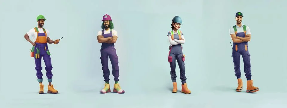 Construction workers set Stock Illustration