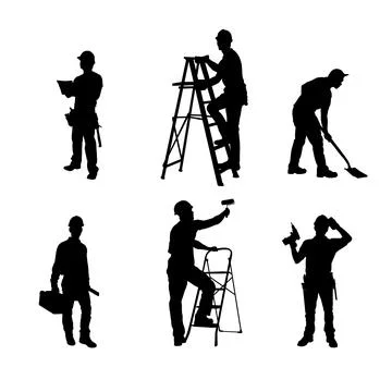 Construction workers silhouette Stock Illustration