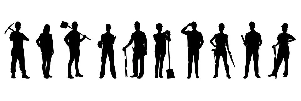 Construction workers silhouette Ilustración de archivo