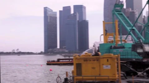 Construction Workers on Singapore Waterfront Stock Footage 64501333
