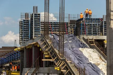 Construction workers in the sky Stock Photos