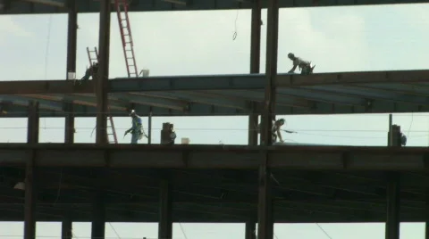 Construction Workers on Steel 2  Stock Footage 279329