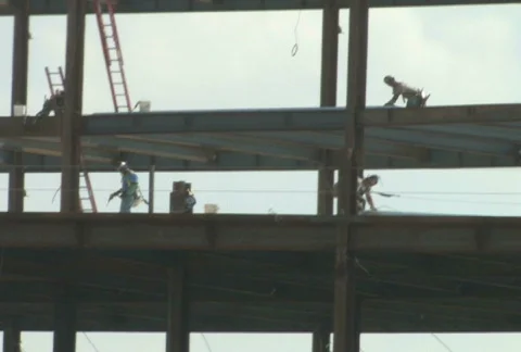 Construction Workers on Steel 2  Stock Footage 283468