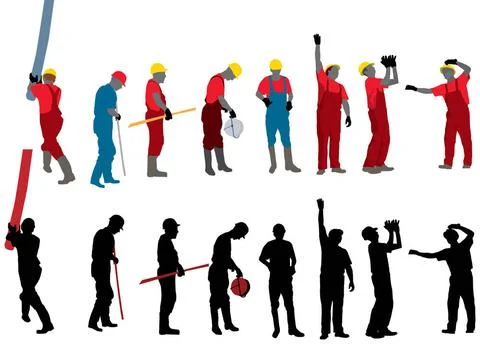 Construction workers Team of Construction workers Vector silhouette Copyri... Foto stock