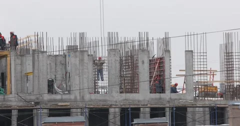 Construction workers on the top level of building Stock-Footage 146034006