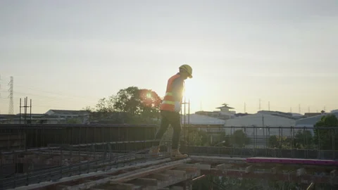 Construction workers tying steel at the construction site. Stock-Footage 176907221