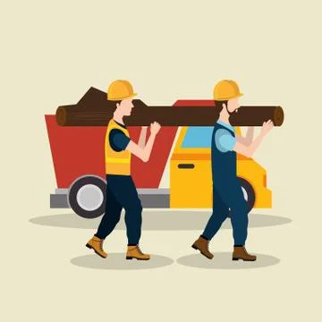 Construction workers with under construction icons Stock Illustration