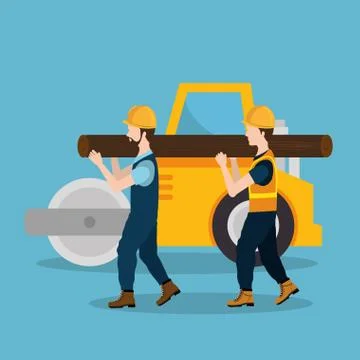 Construction workers with under construction icons Stock Illustration