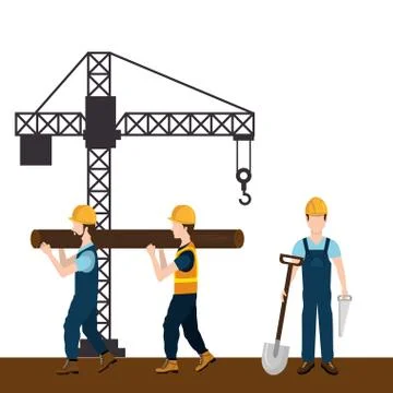 Construction workers with under construction icons Stock Illustration