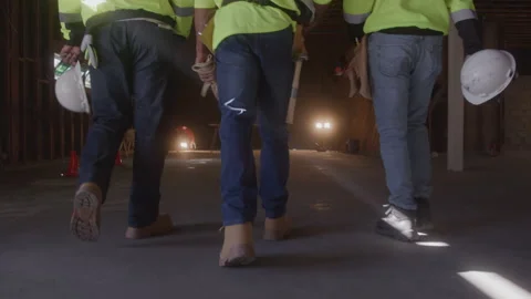 Construction Workers Walking Away On Job Site Stock Footage 270392143