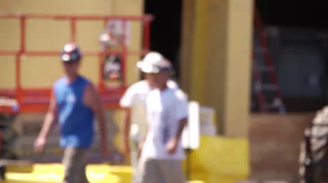 Construction workers walking  blurred Stock Footage 23115093