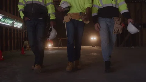 Construction Workers Walking Together On Job Site Stock Footage 270392155