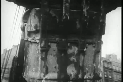 Construction workers at work, New York City ,1930s Stock Footage 11352388