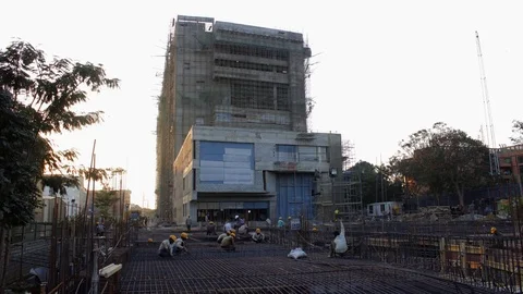 Construction Workers Working On Building Site Time lapse Stock Footage 72492429