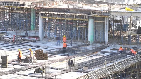 Construction workers working on building. Time lapse Stock Footage 84626581