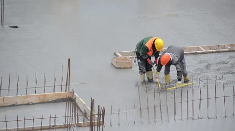 Construction workers working with cement Stock Footage 40809786