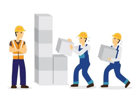 Construction workers working. Concept of working labour. Stock-Illustration