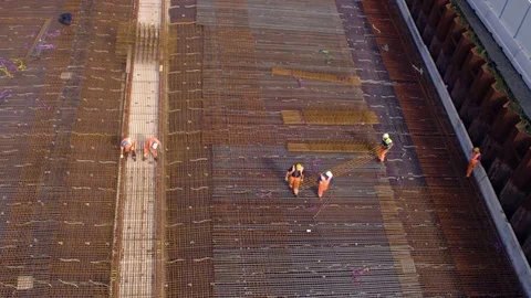Construction workers working at construction site Stock Footage 81537667