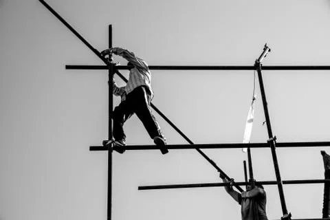 Construction workers working in field Stock Photos