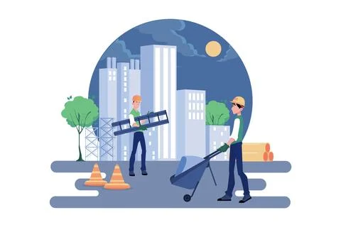 Construction workers working on a project Stock Illustration