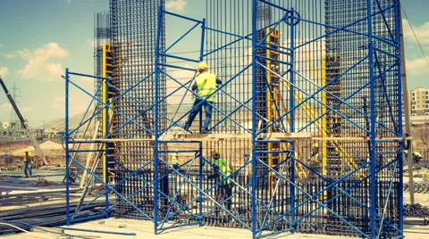 Construction workers working with rebar Video stock 41093108