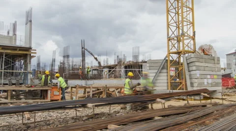 Construction workers working with rebar Video stock 41093119