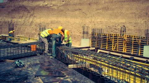 Construction workers working with rebar Stock Footage 41255383