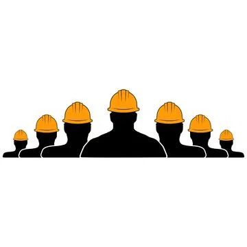 Construction workforce silhouettes in helmets teamwork hierarchy industry i.. Stock Illustration