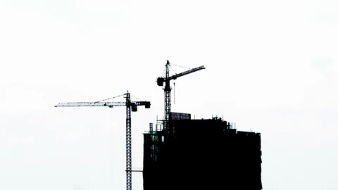 Construction working black silhouette isolated on white background Stock Footage 88689419