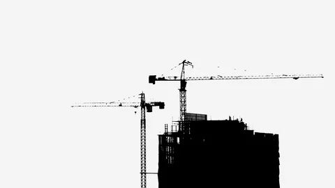 Construction working black silhouette isolated on white background Stock Footage 88690426