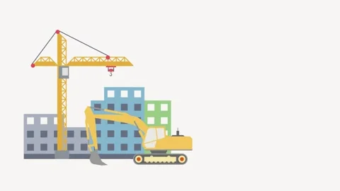 Construction working flat icon animation Stock Footage 243061497
