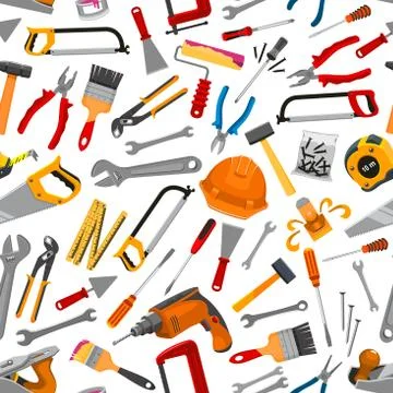Construction working tool seamless pattern イラスト素材