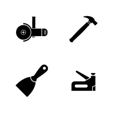 Construction Working Tools. Simple Related Vector Icons Stock Illustration
