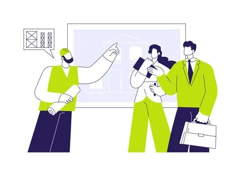 Construction works abstract concept vector illustration. Stock Illustration