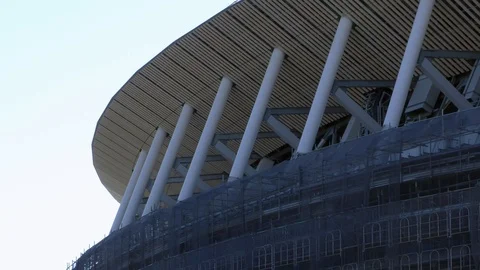 Construction works continue at the New National Stadium on February 01, Stock Footage 102439874