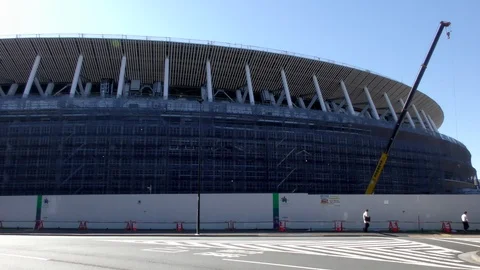 Construction works continue at the New National Stadium on February 01, Stock Footage 102439948
