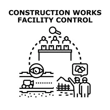Construction works facility control process monitoring Stock Illustration