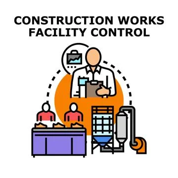 Construction works facility control process management Illustrazione stock