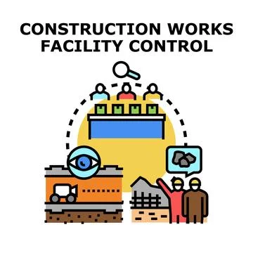 Construction works facility control process monitoring Stock Illustration