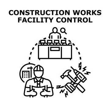 Construction works facility control process management Stock Illustration