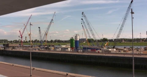 Construction works IJMUIDEN Building the largest sea lock in the world Stock Footage 78564537