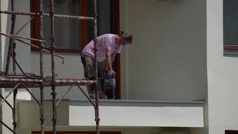 Construction Works - Installing a balcony fence, B&amp;H, Sarajevo, August 6, 2024 Stock Footage 281293833