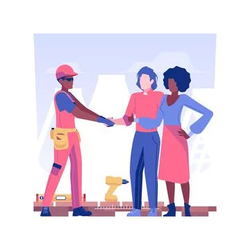 Construction works isolated concept vector illustration. Stock Illustration