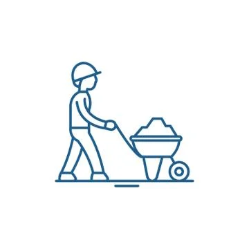 Construction works line icon concept. Construction works flat vector symbol Stock Illustration