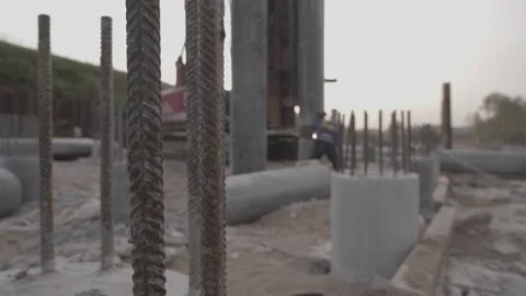 Construction works, metal-concrete structures Stock Footage 294180371